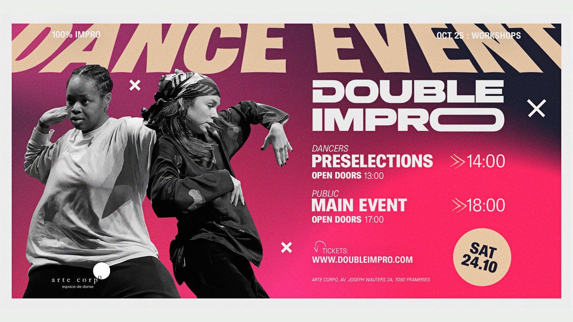 Tarmac t'offre tes places pour la prochaine édition du Battle de danse Double Impro