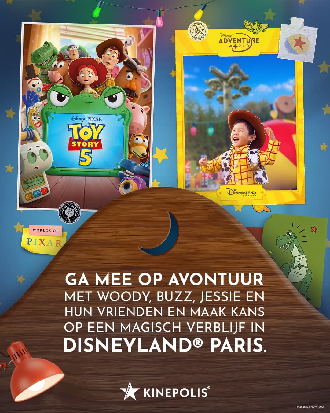Ga mee op een onvergetelijk avontuur en maak kans op een uniek verblijf in DISNEYLAND® PARIS dankzij Toy Story 5.